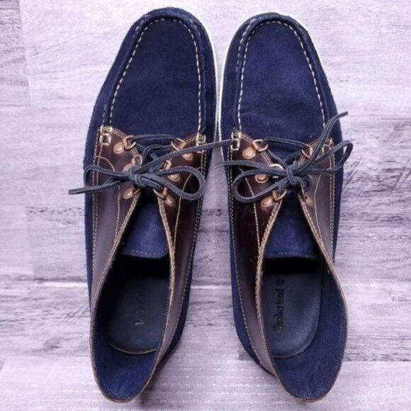 Timberland Camp 73 Moc Toe Lace Up Leather Suede Boot Navy Brown Men's sz 11.5 - Picture 4 of 8